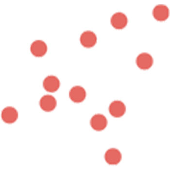 Peach circles scattered to reflect frequent small interactions.