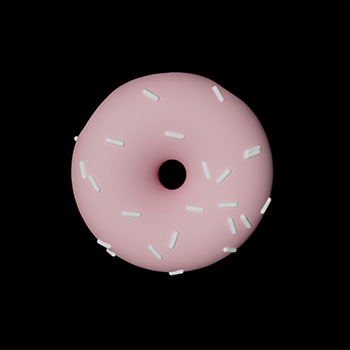 Modeled with a torus base and added surface details to create a soft, fabric-like appearance.