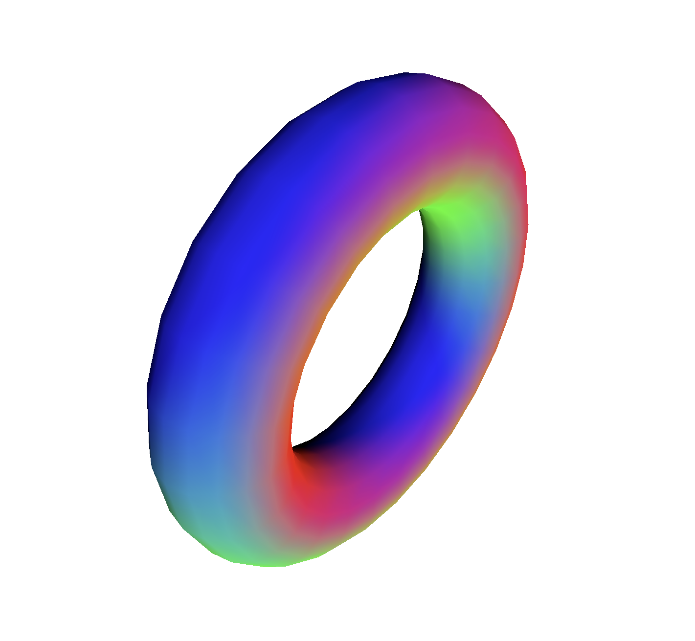 Torus rotates on different axis with each arrow key pressed.
